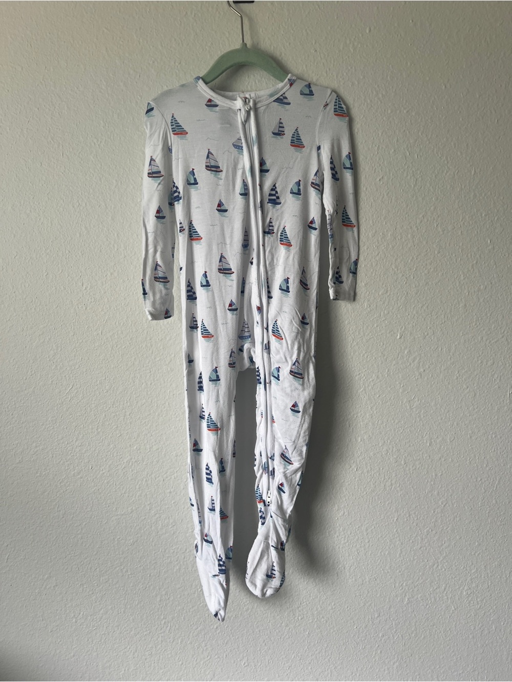 Angel Dear Sailboat Print Bamboo Sleeper with Feet in Size 18-24mo